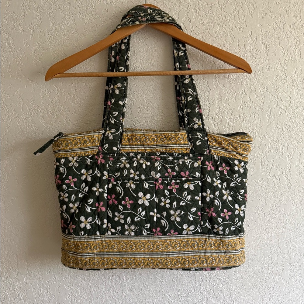 Travelon Floral Quilted Tote - Black, Yellow, Pink